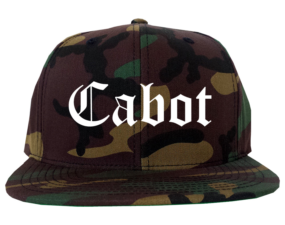 Cabot Arkansas AR Old English Mens Snapback Hat Army Camo