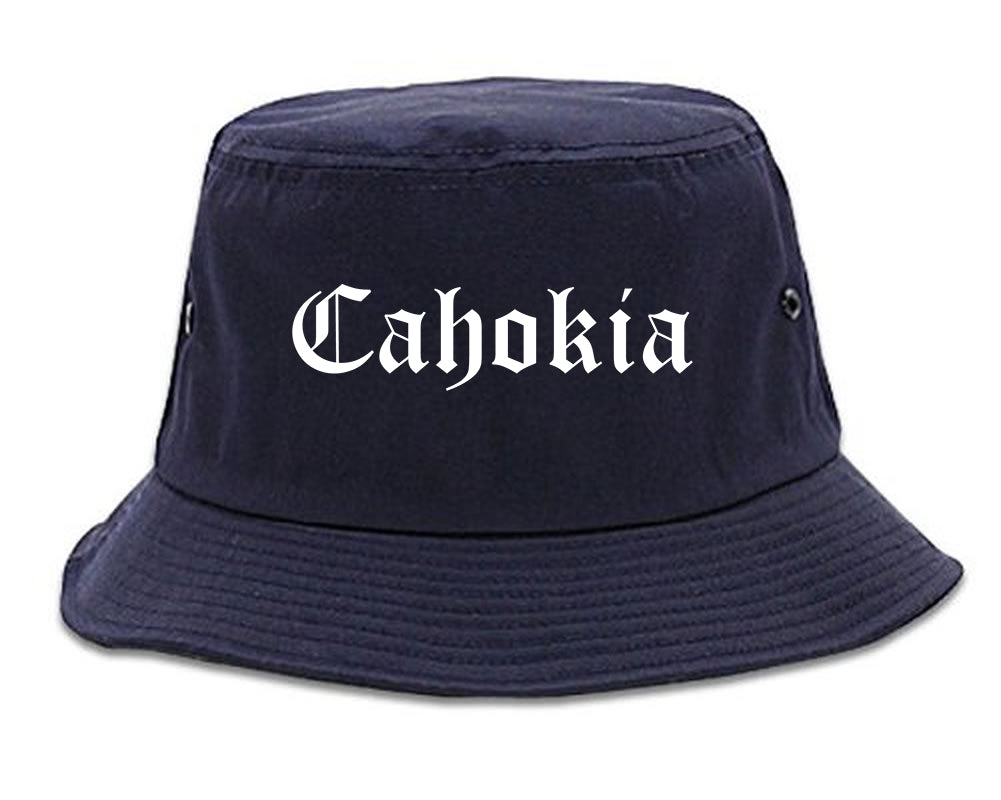 Cahokia Illinois IL Old English Mens Bucket Hat Navy Blue