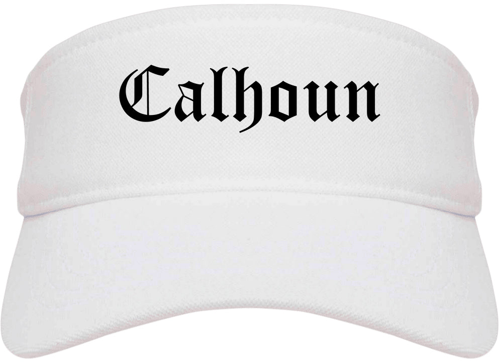 Calhoun Georgia GA Old English Mens Visor Cap Hat White