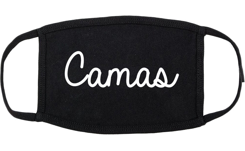 Camas Washington WA Script Cotton Face Mask Black