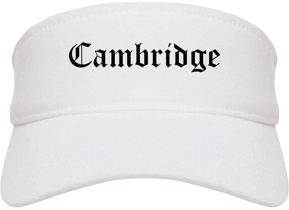 Cambridge Maryland MD Old English Mens Visor Cap Hat White
