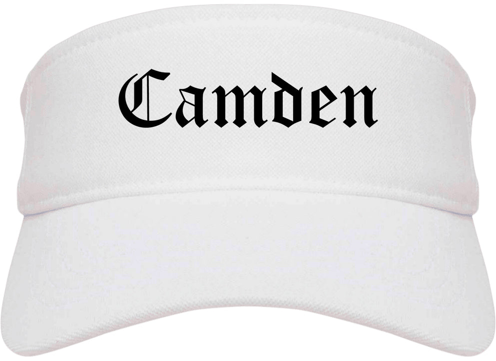 Camden New Jersey NJ Old English Mens Visor Cap Hat White