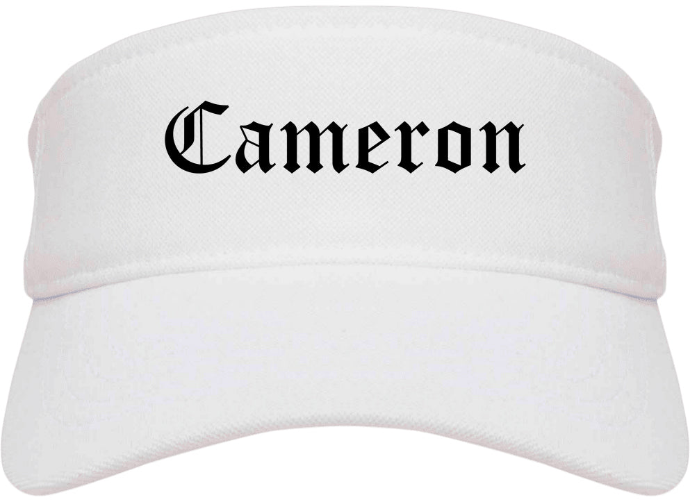 Cameron Missouri MO Old English Mens Visor Cap Hat White