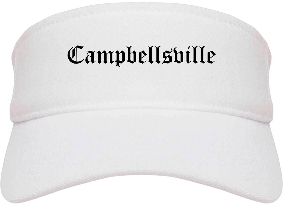 Campbellsville Kentucky KY Old English Mens Visor Cap Hat White