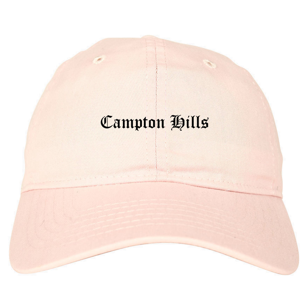 Campton Hills Illinois IL Old English Mens Dad Hat Baseball Cap Pink