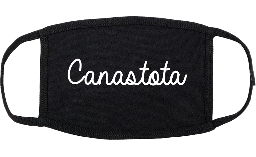 Canastota New York NY Script Cotton Face Mask Black