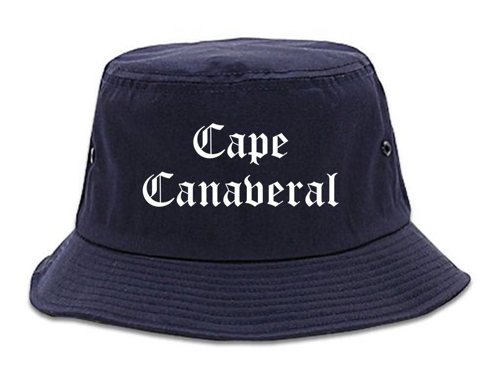 Cape Canaveral Florida FL Old English Mens Bucket Hat Navy Blue
