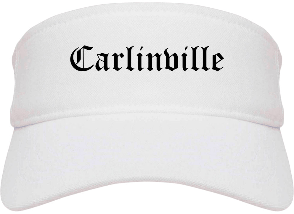 Carlinville Illinois IL Old English Mens Visor Cap Hat White