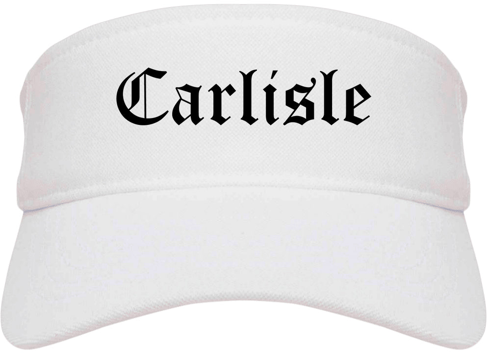 Carlisle Ohio OH Old English Mens Visor Cap Hat White
