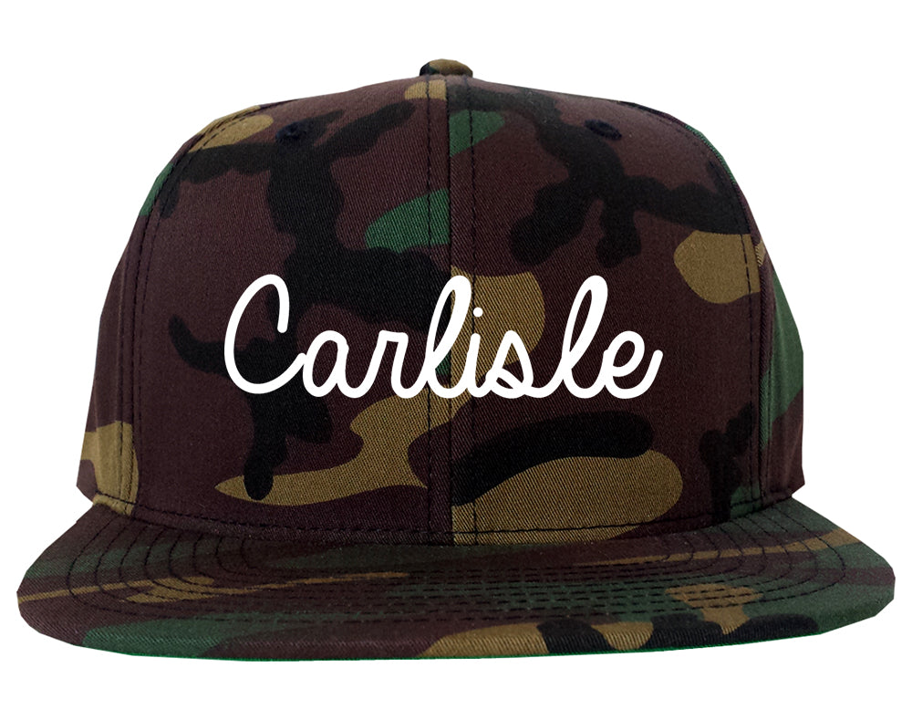 Carlisle Pennsylvania PA Script Mens Snapback Hat Army Camo