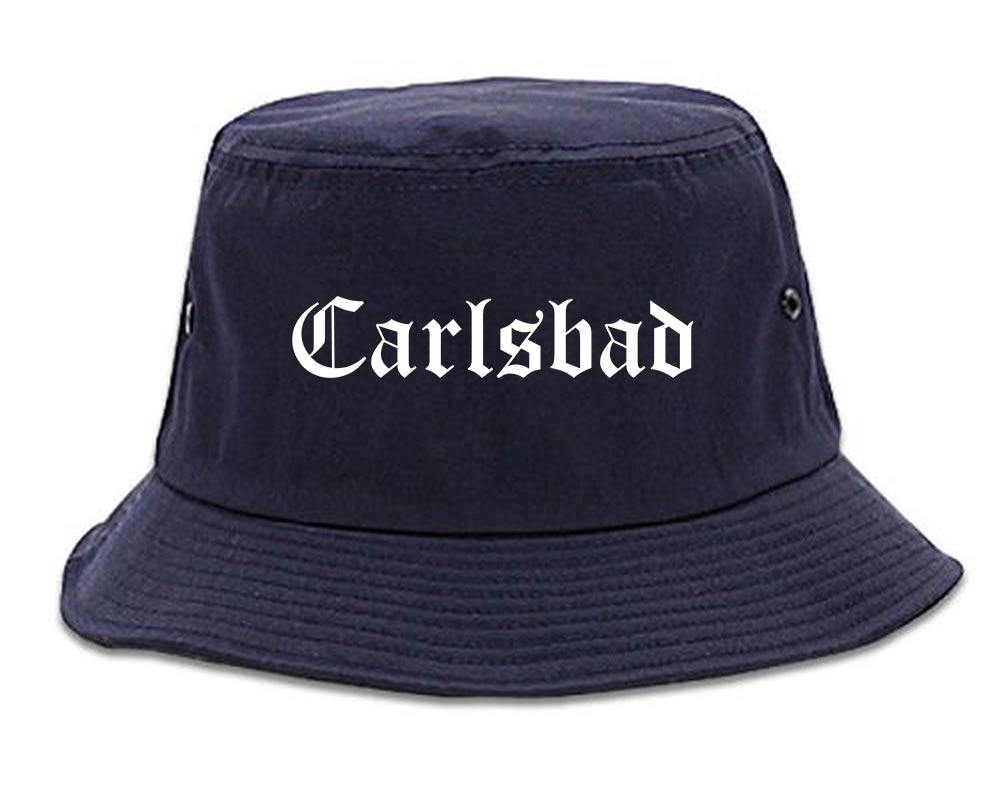 Carlsbad New Mexico NM Old English Mens Bucket Hat Navy Blue