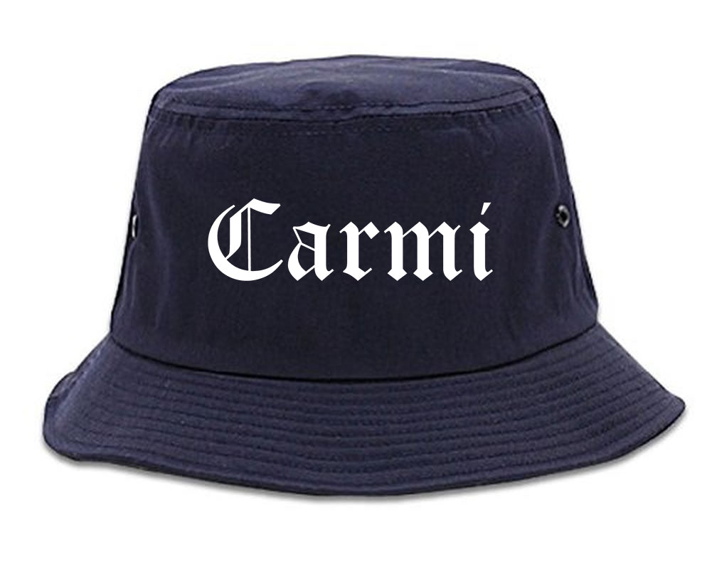 Carmi Illinois IL Old English Mens Bucket Hat Navy Blue