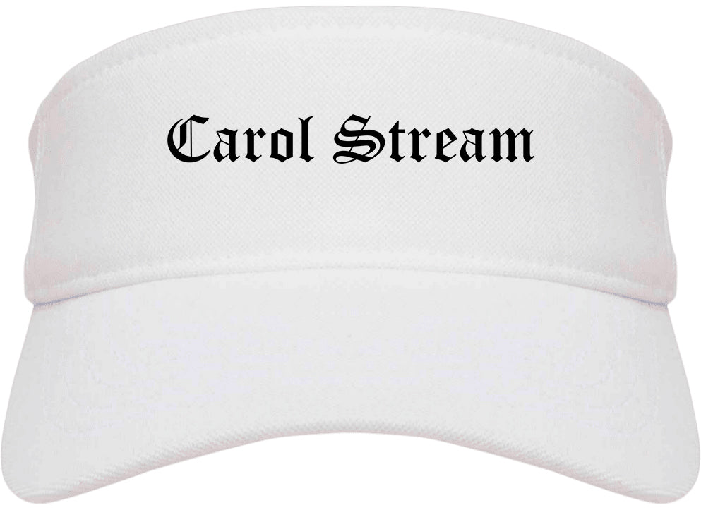 Carol Stream Illinois IL Old English Mens Visor Cap Hat White
