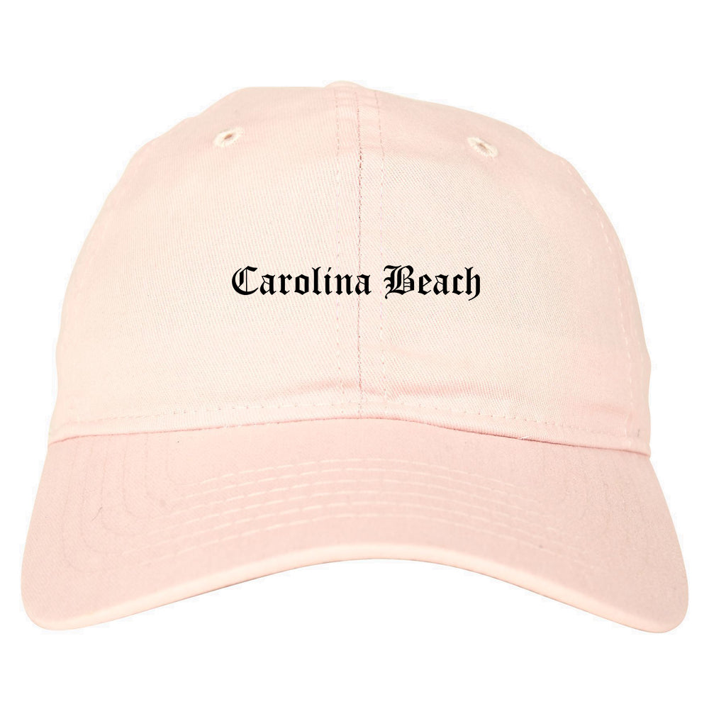 Carolina Beach North Carolina NC Old English Mens Dad Hat Baseball Cap Pink