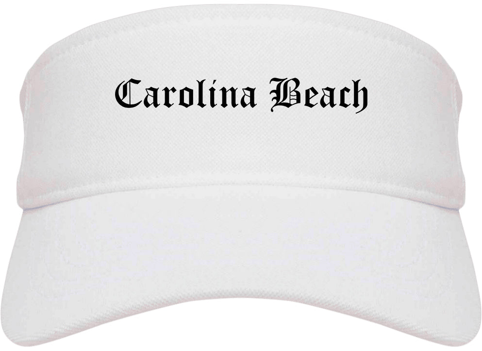 Carolina Beach North Carolina NC Old English Mens Visor Cap Hat White