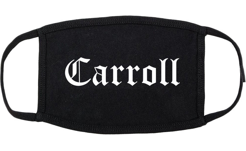 Carroll Iowa IA Old English Cotton Face Mask Black
