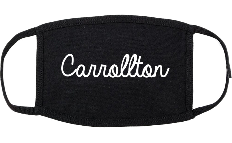 Carrollton Texas TX Script Cotton Face Mask Black
