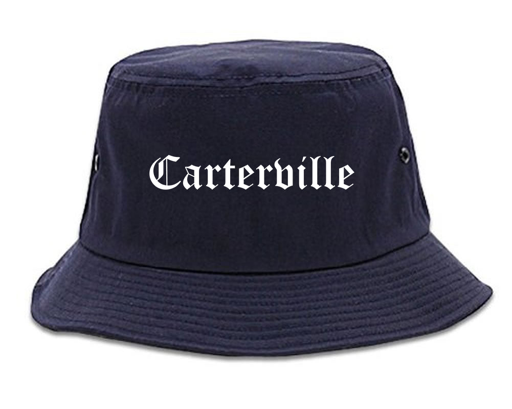 Carterville Illinois IL Old English Mens Bucket Hat Navy Blue