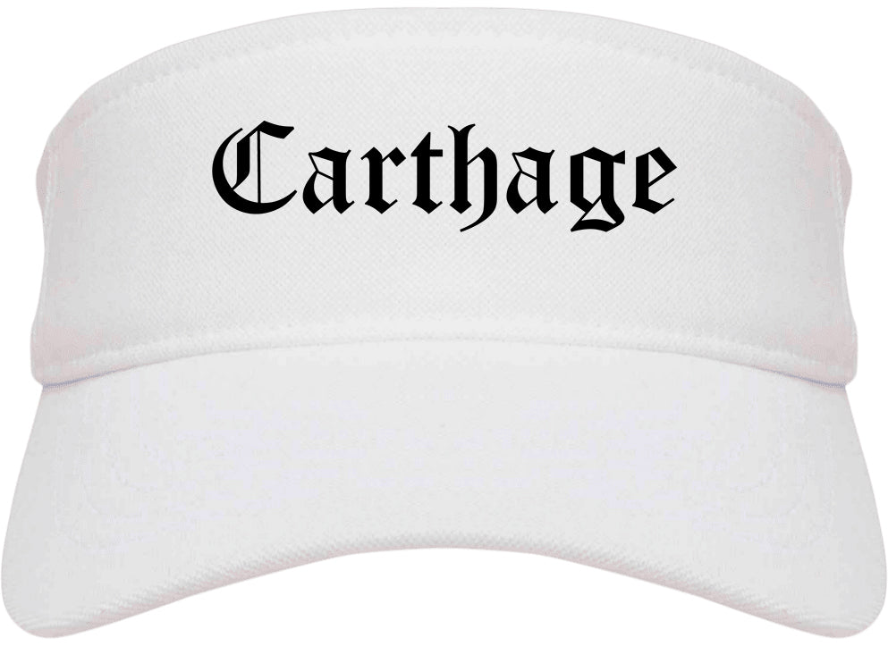Carthage Texas TX Old English Mens Visor Cap Hat White