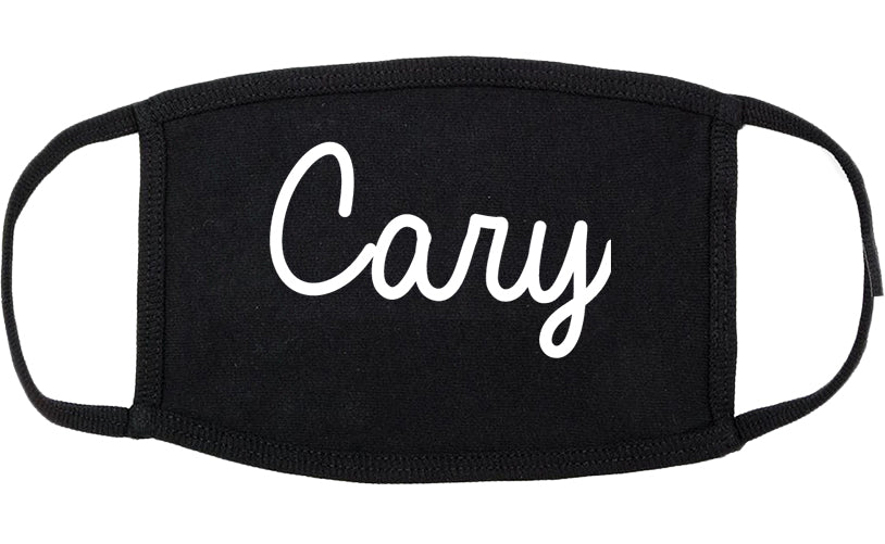 Cary Illinois IL Script Cotton Face Mask Black
