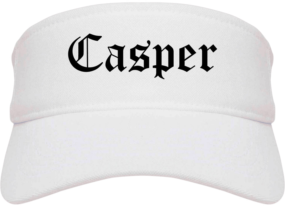 Casper Wyoming WY Old English Mens Visor Cap Hat White