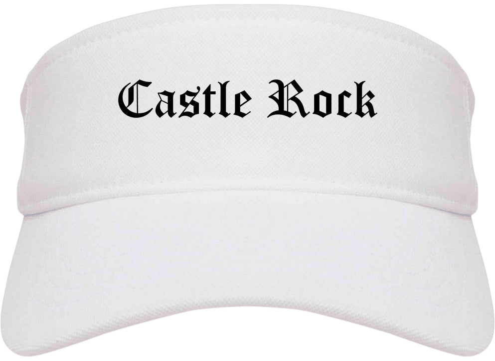 Castle Rock Colorado CO Old English Mens Visor Cap Hat White