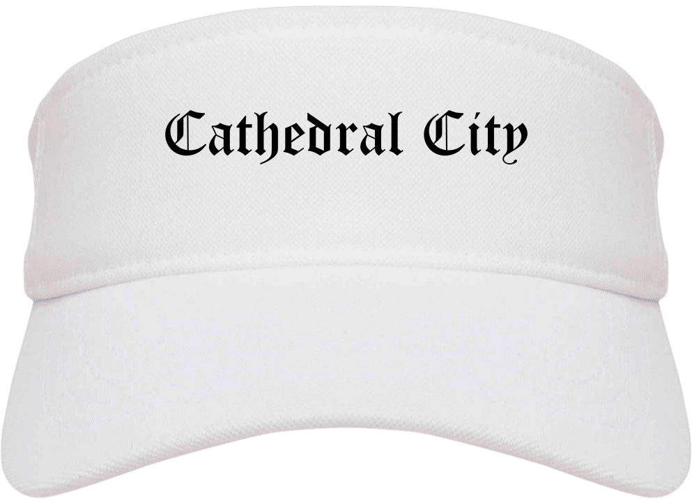 Cathedral City California CA Old English Mens Visor Cap Hat White