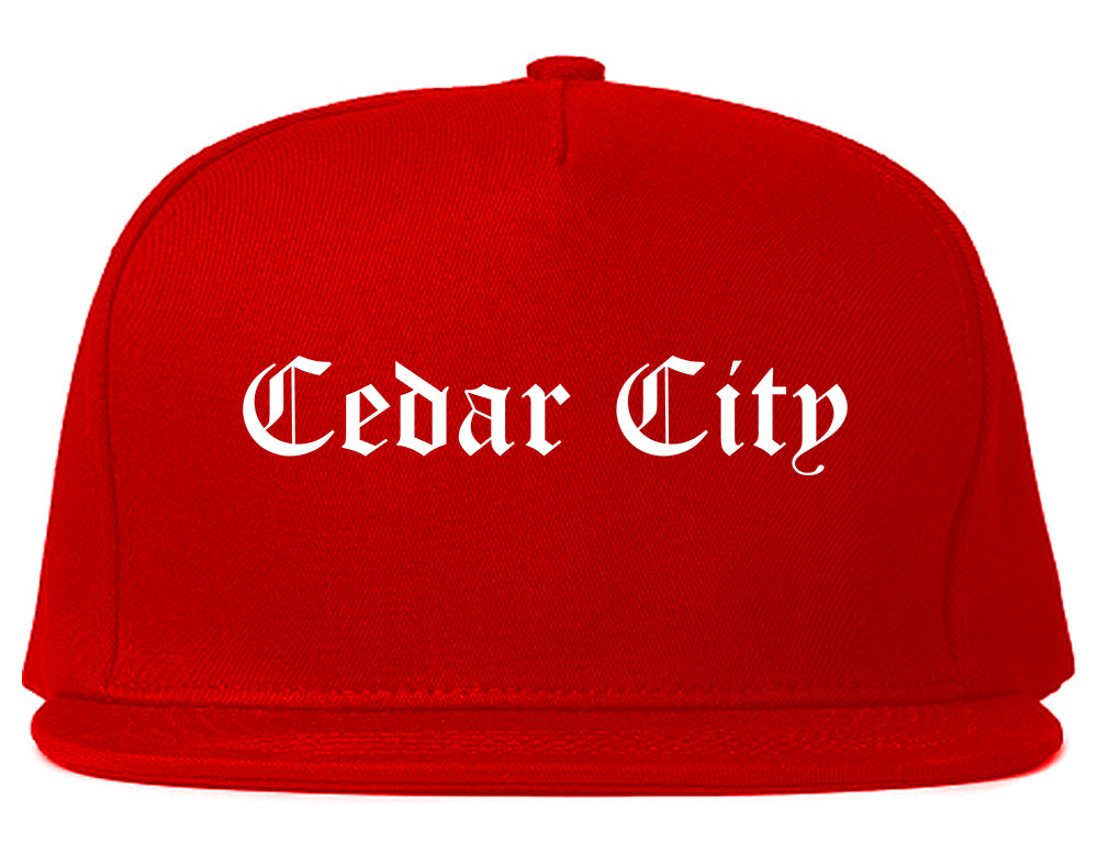 Cedar City Utah UT Old English Mens Snapback Hat Red