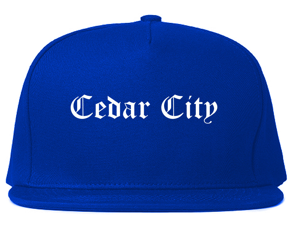 Cedar City Utah UT Old English Mens Snapback Hat Royal Blue