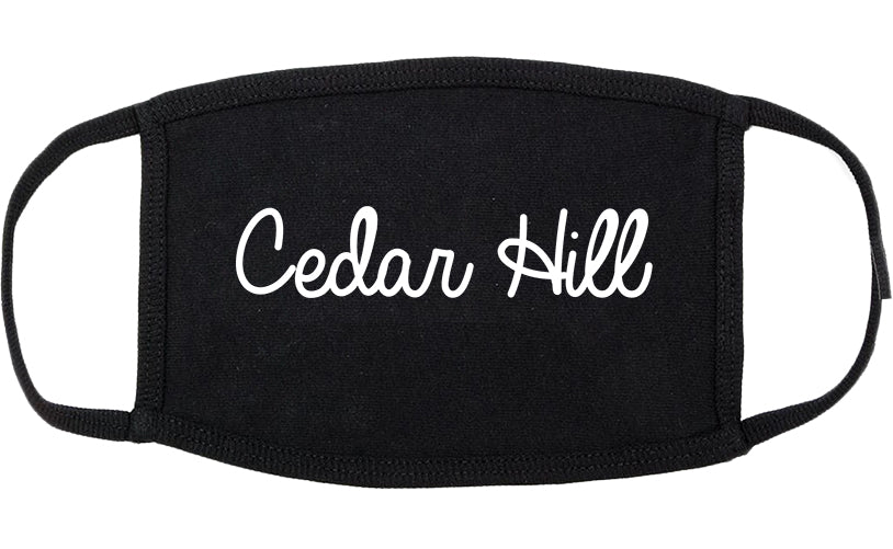 Cedar Hill Texas TX Script Cotton Face Mask Black