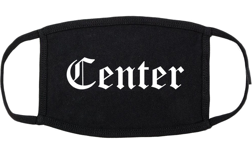 Center Texas TX Old English Cotton Face Mask Black