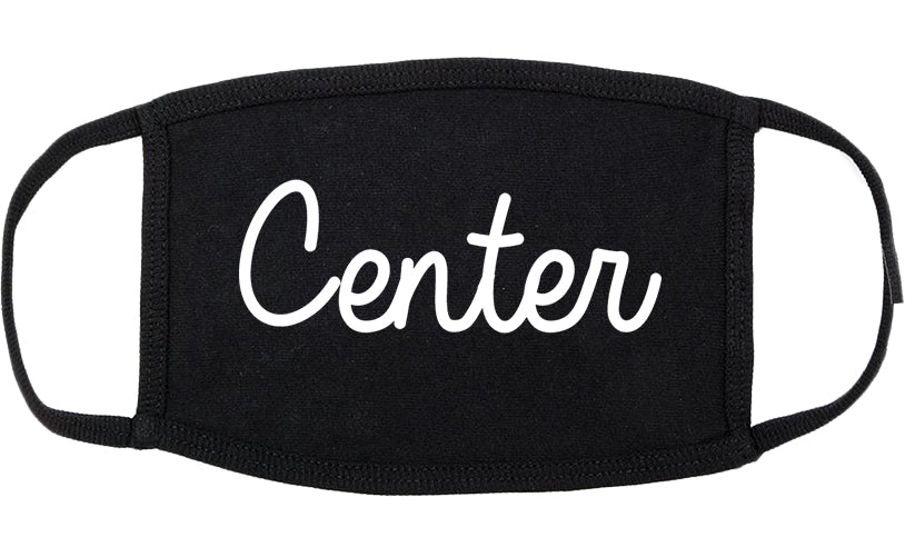 Center Texas TX Script Cotton Face Mask Black