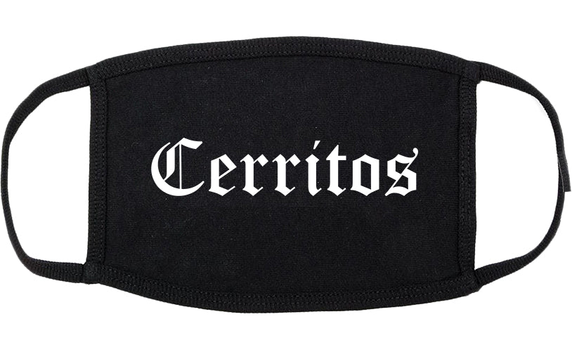 Cerritos California CA Old English Cotton Face Mask Black