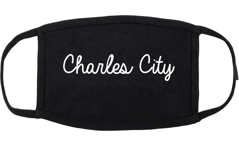 Charles City Iowa IA Script Cotton Face Mask Black