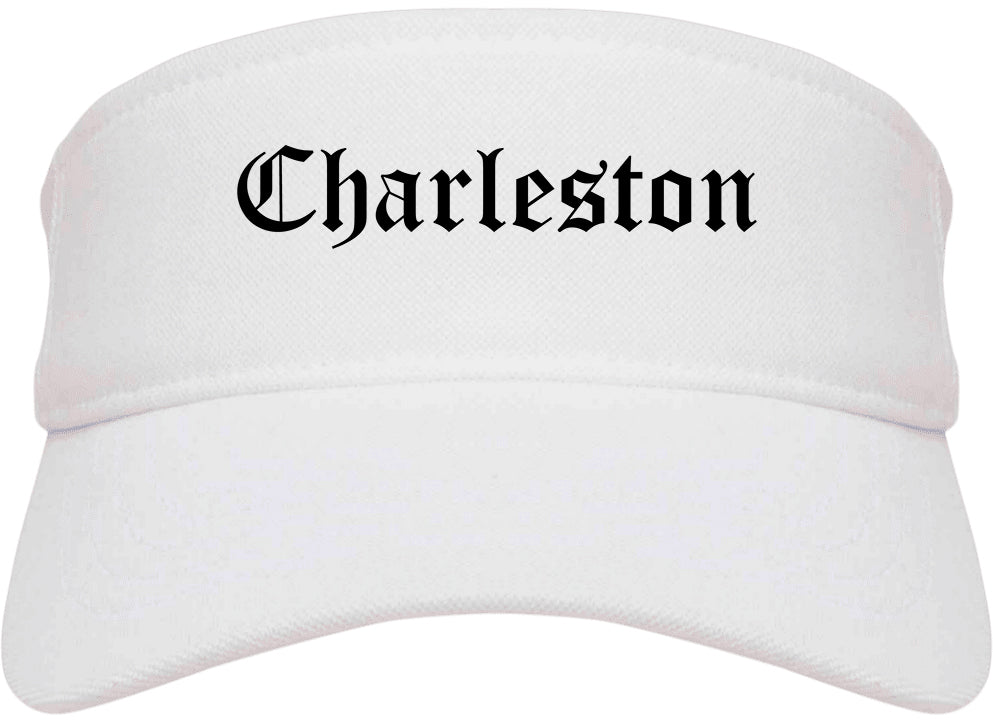 Charleston Missouri MO Old English Mens Visor Cap Hat White