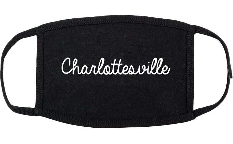 Charlottesville Virginia VA Script Cotton Face Mask Black