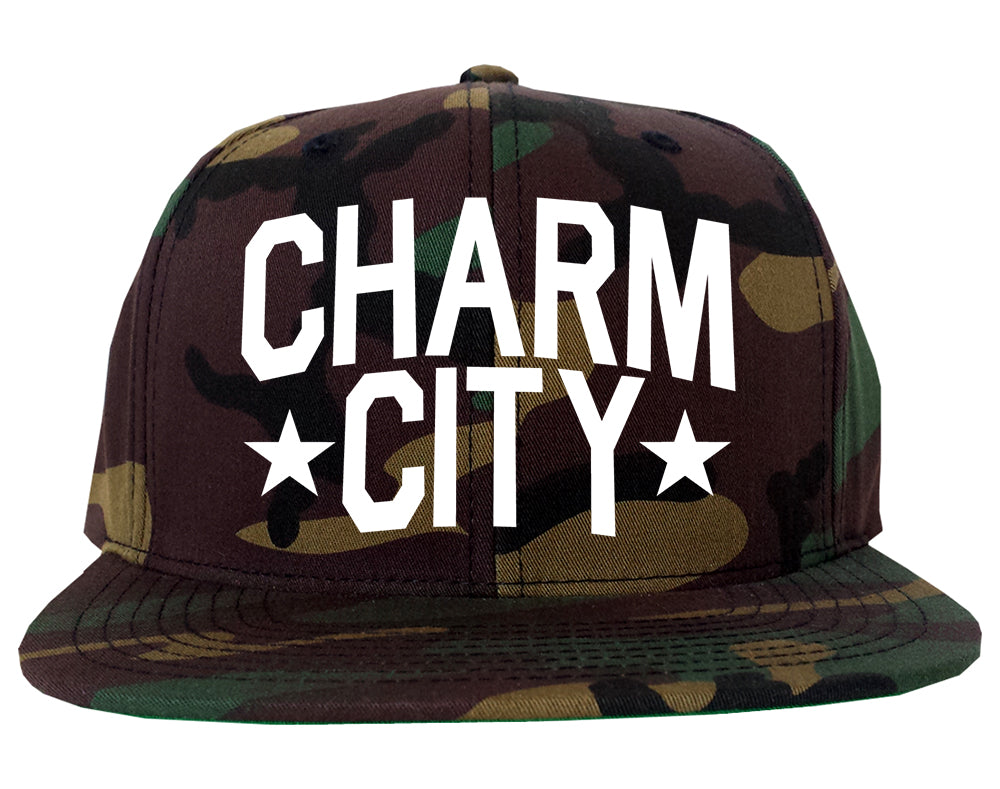 Charm City Baltimore Maryland Mens Snapback Hat Camo