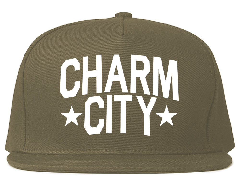 Charm City Baltimore Maryland Mens Snapback Hat Grey