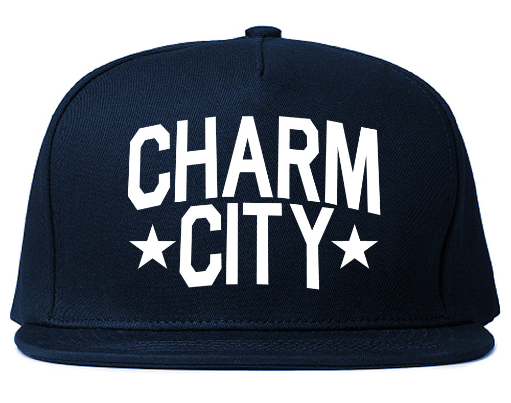 Charm City Baltimore Maryland Mens Snapback Hat Navy Blue