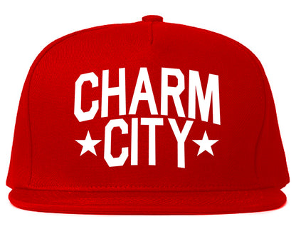 Charm City Baltimore Maryland Mens Snapback Hat Red