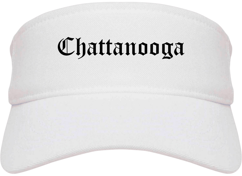 Chattanooga Tennessee TN Old English Mens Visor Cap Hat White