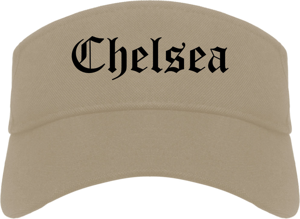 Chelsea Alabama AL Old English Mens Visor Cap Hat Khaki