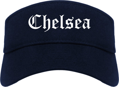 Chelsea Alabama AL Old English Mens Visor Cap Hat Navy Blue