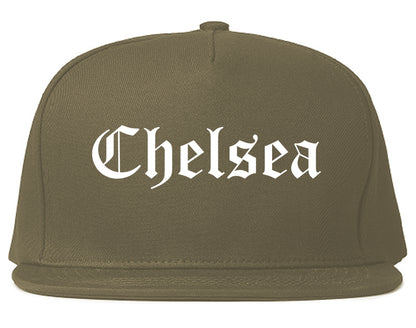 Chelsea Massachusetts MA Old English Mens Snapback Hat Grey