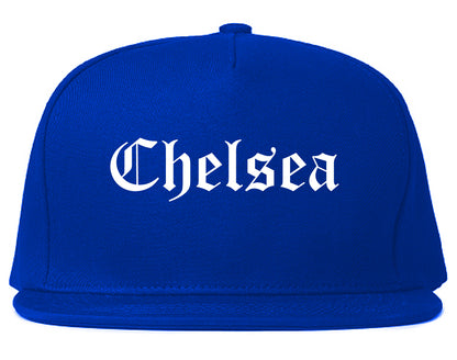 Chelsea Massachusetts MA Old English Mens Snapback Hat Royal Blue