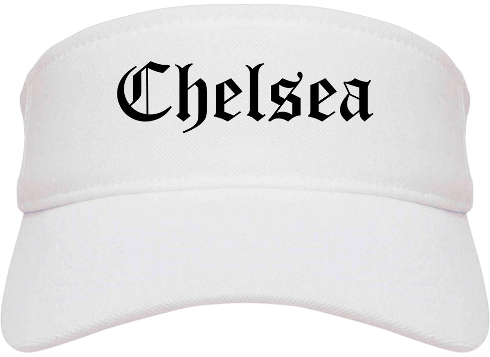 Chelsea Massachusetts MA Old English Mens Visor Cap Hat White