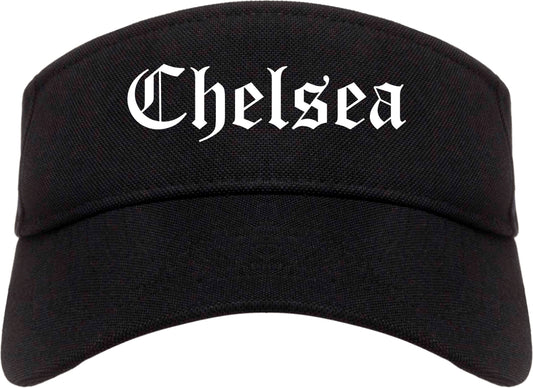 Chelsea Michigan MI Old English Mens Visor Cap Hat Black
