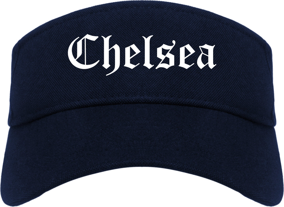 Chelsea Michigan MI Old English Mens Visor Cap Hat Navy Blue