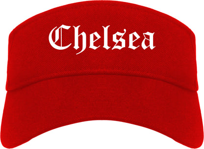 Chelsea Michigan MI Old English Mens Visor Cap Hat Red