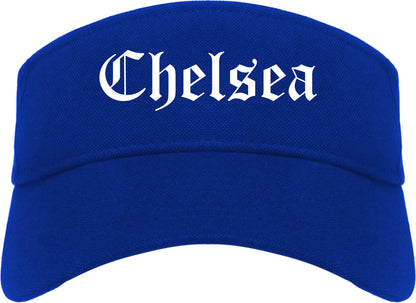 Chelsea Michigan MI Old English Mens Visor Cap Hat Royal Blue